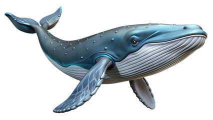 3D, Full, a humpback whale, Various gestures, isolated transparent background 