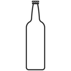 Glass bottle black icon isolated on transporent. Alcohol bottle illustration, beer, vodka, wine concept.