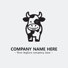 Cow illustration black and white for logo company vector image
