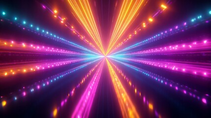 Fototapeta premium Abstract Colorful Glowing Light Tunnel Background