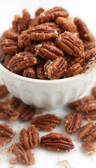 Obraz premium Sweet Pecans Gleaming Bowl Warm Light. AI Generated