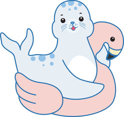 Cute Seal vector icon. Funny baby Seal animal series stock illustration. Life of fluffy Seal designs.