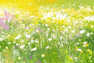 Fototapeta premium Vibrant field of wildflowers in sunlight