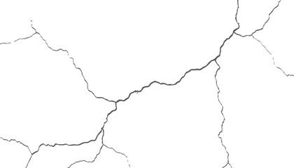 Texture soil dry crack Sketch crack texture. Cracked barren desert earth on transparent background. crack concrete white wall.
