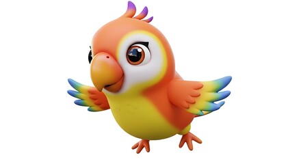 a cute little bird parrot animation