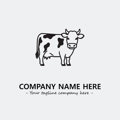 Cow illustration black and white for logo company vector image
