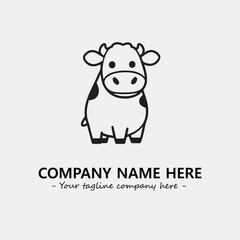 Cow illustration black and white for logo company vector image
