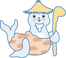 Cute Seal vector icon. Funny baby Seal animal series stock illustration. Life of fluffy Seal designs.