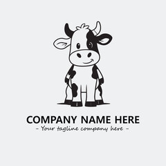 Cow illustration black and white for logo company vector image

