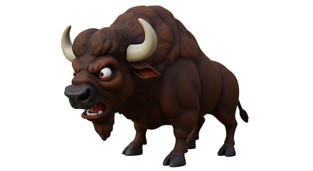 Fototapeta premium angry buffalo isolated on white animation cartoon