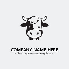 Cow illustration black and white for logo company vector image
