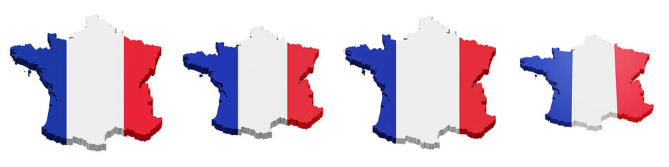France Map with National Flag Overlay on Transparent Background

