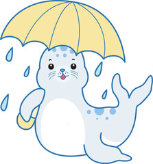 Cute Seal vector icon. Funny baby Seal animal series stock illustration. Life of fluffy Seal designs.