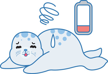 Cute Seal vector icon. Funny baby Seal animal series stock illustration. Life of fluffy Seal designs.