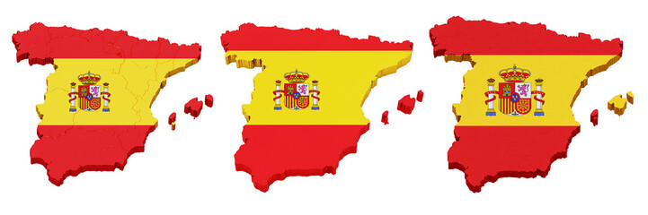 Fototapeta premium Spain Map with National Flag Overlay on Transparent Background