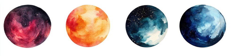 Abstract Watercolor Planets