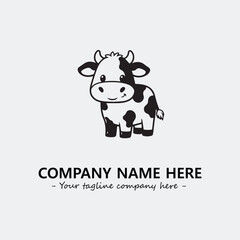 Cow illustration black and white for logo company vector image
