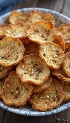 Crispy Baked Crackers Golden Brown Delicious Sesame Seeds. AI Generated