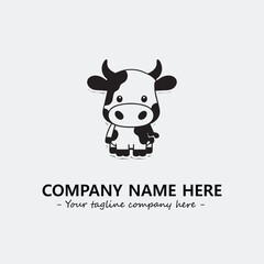 Cow illustration black and white for logo company vector image
