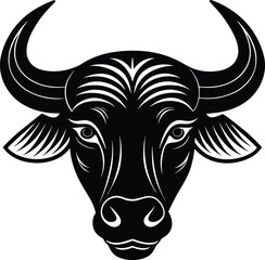African Buffalo Head Silhouette Vector | Wild Animal Icon in Bold Black Design