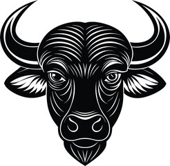 African Buffalo Head Silhouette Vector | Wild Animal Icon in Bold Black Design