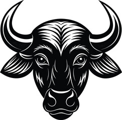 African Buffalo Head Silhouette Vector | Wild Animal Icon in Bold Black Design