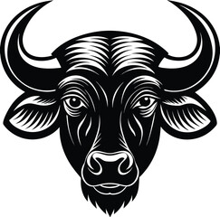 African Buffalo Head Silhouette Vector | Wild Animal Icon in Bold Black Design