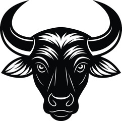 African Buffalo Head Silhouette Vector | Wild Animal Icon in Bold Black Design