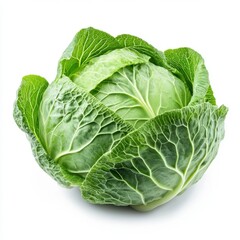 Fototapeta premium Fresh Green Cabbage with Crisp Leaves Ideal for Healthy Dishes