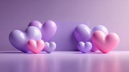 Gentle heart shapes cluster and float softly, perfect for love-themed designs.