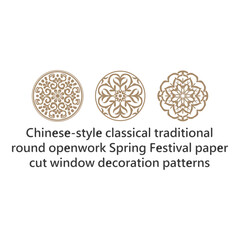 Chinese-style classical traditional round openwork Spring Festival paper-cut window decoration patterns
