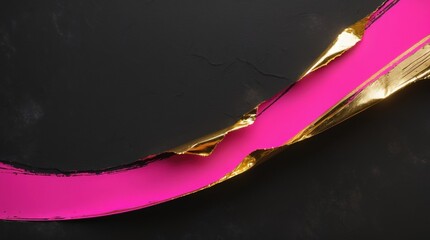 A playful and festive background featuring hot pink ribbons, gold edges, and colorful balloons.