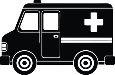 Ambulance Silhouette Vector | Emergency Vehicle Icon in Bold Black Design