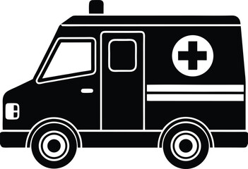 Ambulance Silhouette Vector | Emergency Vehicle Icon in Bold Black Design