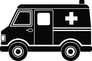 Ambulance Silhouette Vector | Emergency Vehicle Icon in Bold Black Design