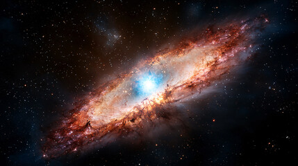 Ethereal Galactic Core Starburst a Cosmic Spectacle of Radiant Light in the Vast Expanse of Space