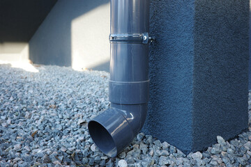 Plastic gutter and drainage system for water from melted snow and rain.