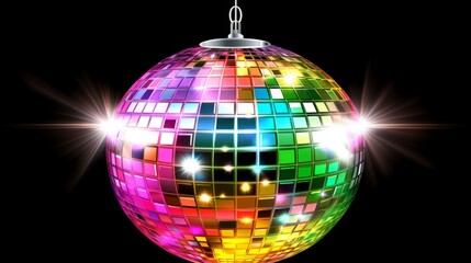 Obraz premium Vibrant disco ball casting colorful reflections, celebrating dynamic energy and abstract party vibes 
