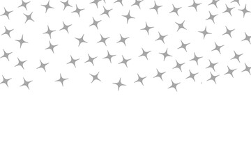 Silver gray stars on transparent background, broken glass, 