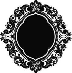 Antique Frame Silhouette Vector | Vintage Border Design in Classic Black Style