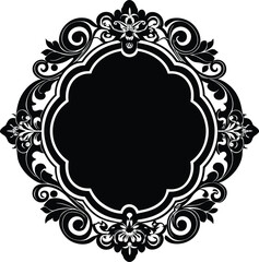 Antique Frame Silhouette Vector | Vintage Border Design in Classic Black Style