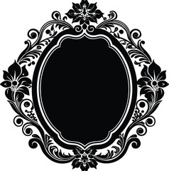 Antique Frame Silhouette Vector | Vintage Border Design in Classic Black Style