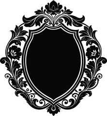 Antique Frame Silhouette Vector | Vintage Border Design in Classic Black Style