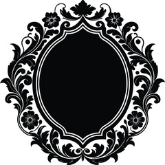 Antique Frame Silhouette Vector | Vintage Border Design in Classic Black Style