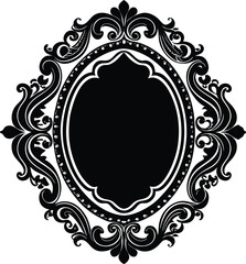 Antique Frame Silhouette Vector | Vintage Border Design in Classic Black Style