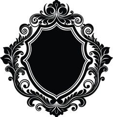 Antique Frame Silhouette Vector | Vintage Border Design in Classic Black Style