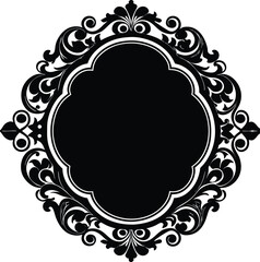Antique Frame Silhouette Vector | Vintage Border Design in Classic Black Style