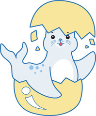 Cute Seal vector icon. Funny baby Seal animal series stock illustration. Life of fluffy Seal designs.