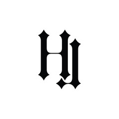 HJ monogram logo design letter text name symbol monochrome logotype alphabet character simple logo