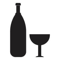 wine bottles and glasses icon on white background.